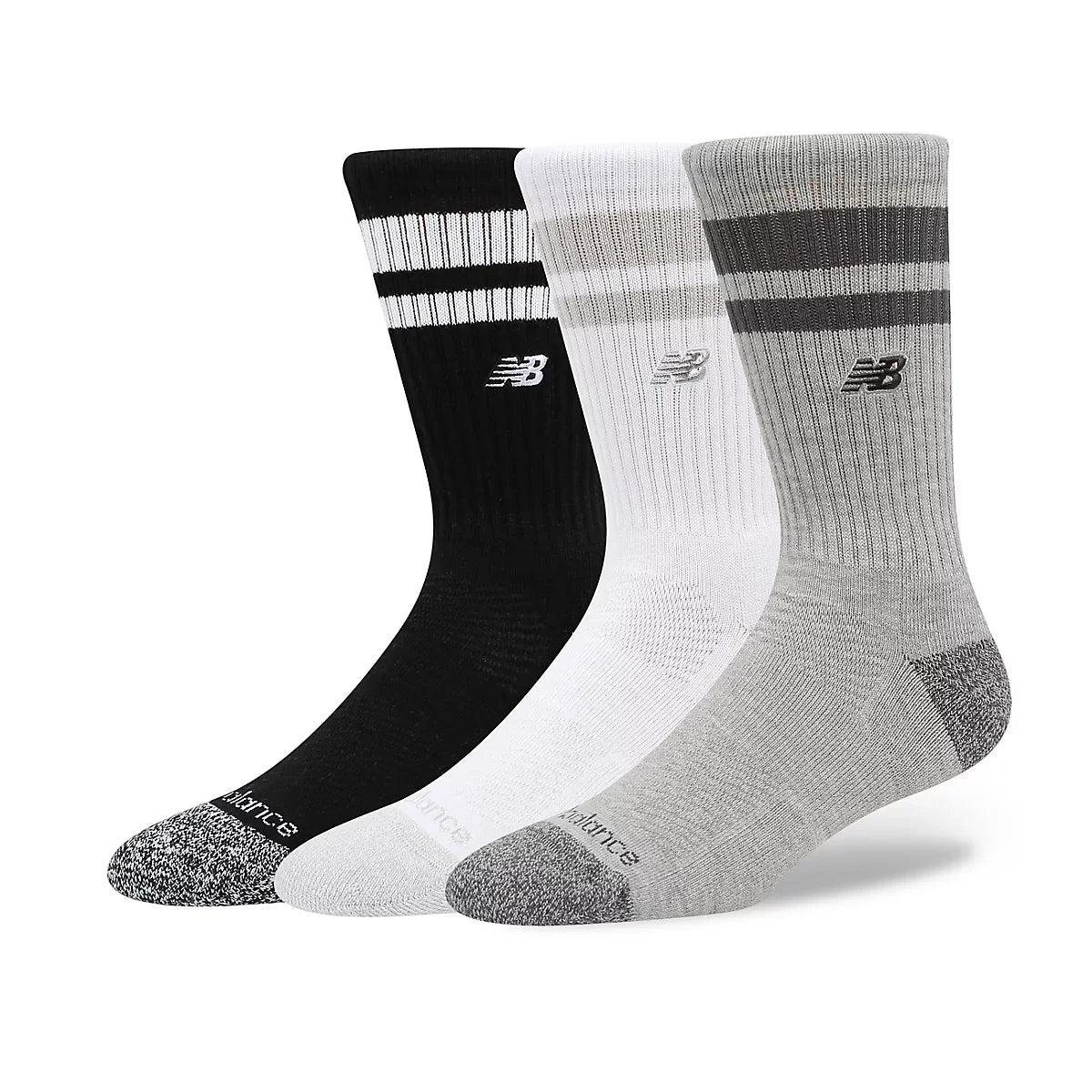 Men's Active Premium Stripe Crew Socks 3 Pack